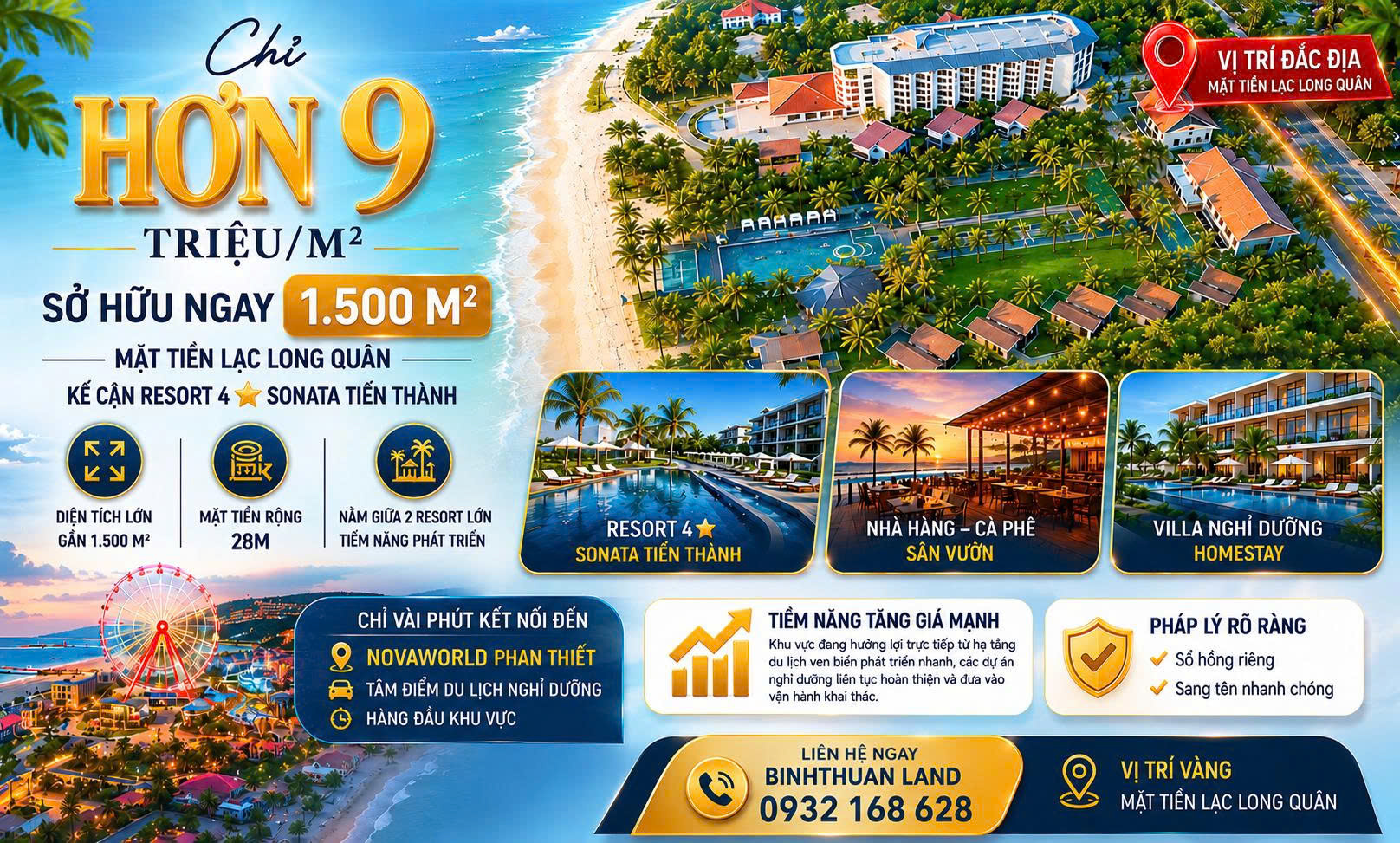 🔥 CHỈ HƠN 9 TRIỆU/M² – SỞ HỮU NGAY 1.500 M² MẶT TIỀN LẠC LONG QUÂN, KỀ CẬN RESORT 4⭐ SONATA TIẾN THÀNH 🔥
